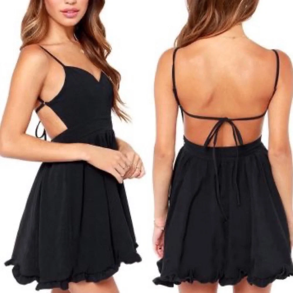 Open Strappy Back Sweetheart Fit and Flare Skater Dress - Picture 1 of 9